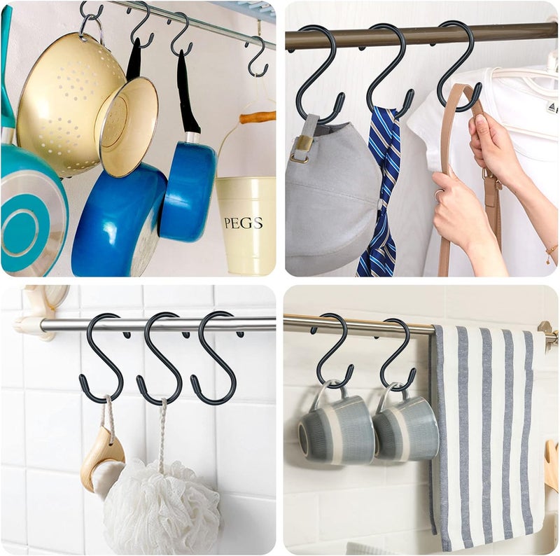 DINGEE 3 Inch Vinyl Coated S Hook,S Hooks for Hanging Plants ,10 Pack Non Slip Heavy Duty S Hooks ,Small Rubber Coated Steel Metal Black Closet S Hook for Hanging Jeans Plants Jewelry Pot Pan Cups Towels - Image 5